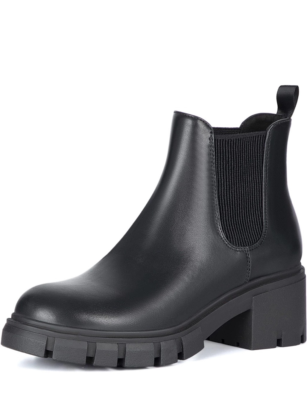 Black Chelsea Lug Sole Ankle Boots Women's